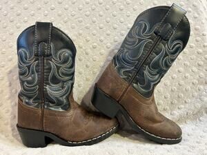 Cody James Kids Size 9D Cowboy Boots Brown Blue Leather Western Youth